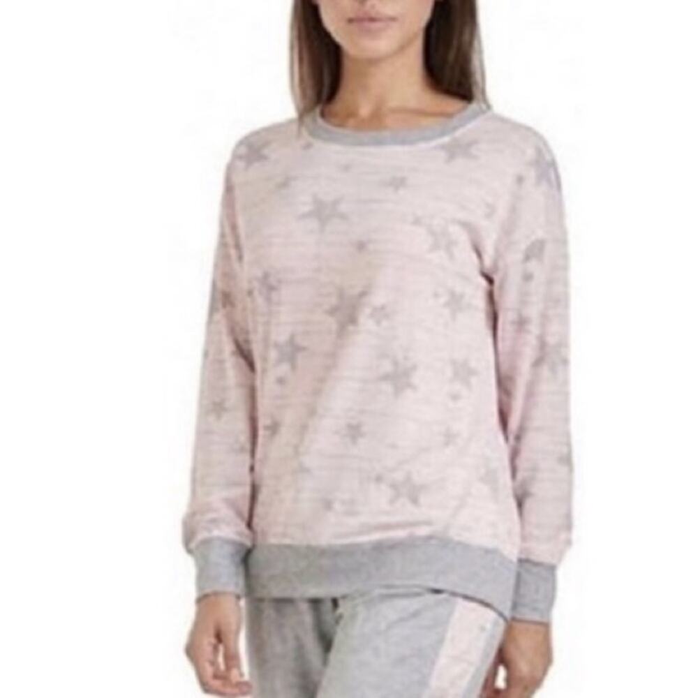 Splendid Pink Gray Star Pullover‎ Sweatshirt